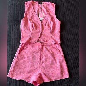 PrettyLittleThing Pink Sleeveless Vest and Shorts Set